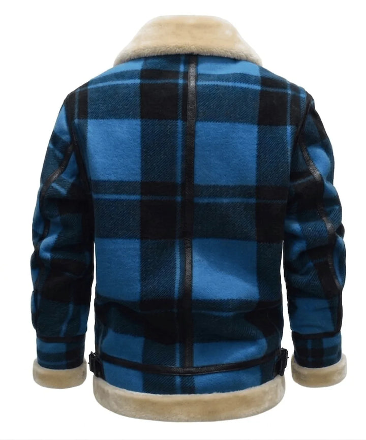 Bomberjack met plaid en faux shearling