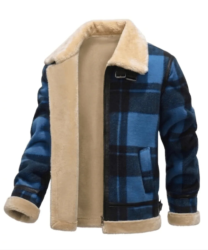 Bomberjack met plaid en faux shearling
