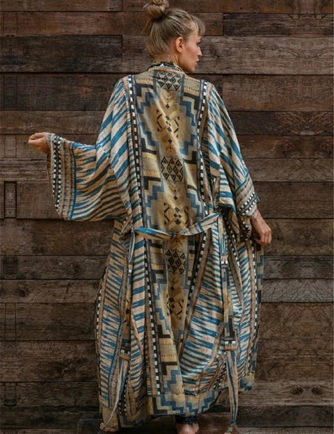 Boho bedrukte kimono strandjas - perfect voor een trendy boho-chic look en ultiem comfort tijdens warme zomerdagen.