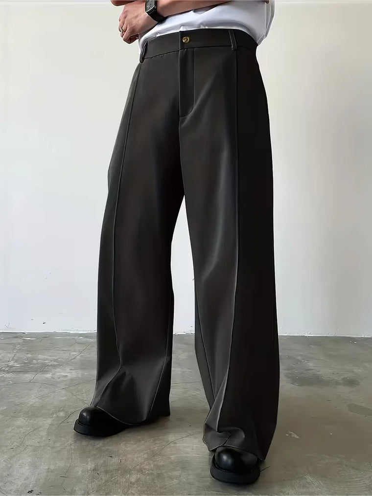 Broek met geplooid design en losse rechte pijp