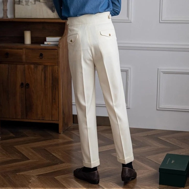 Broek met hoge taille en plooien aan de voorkant