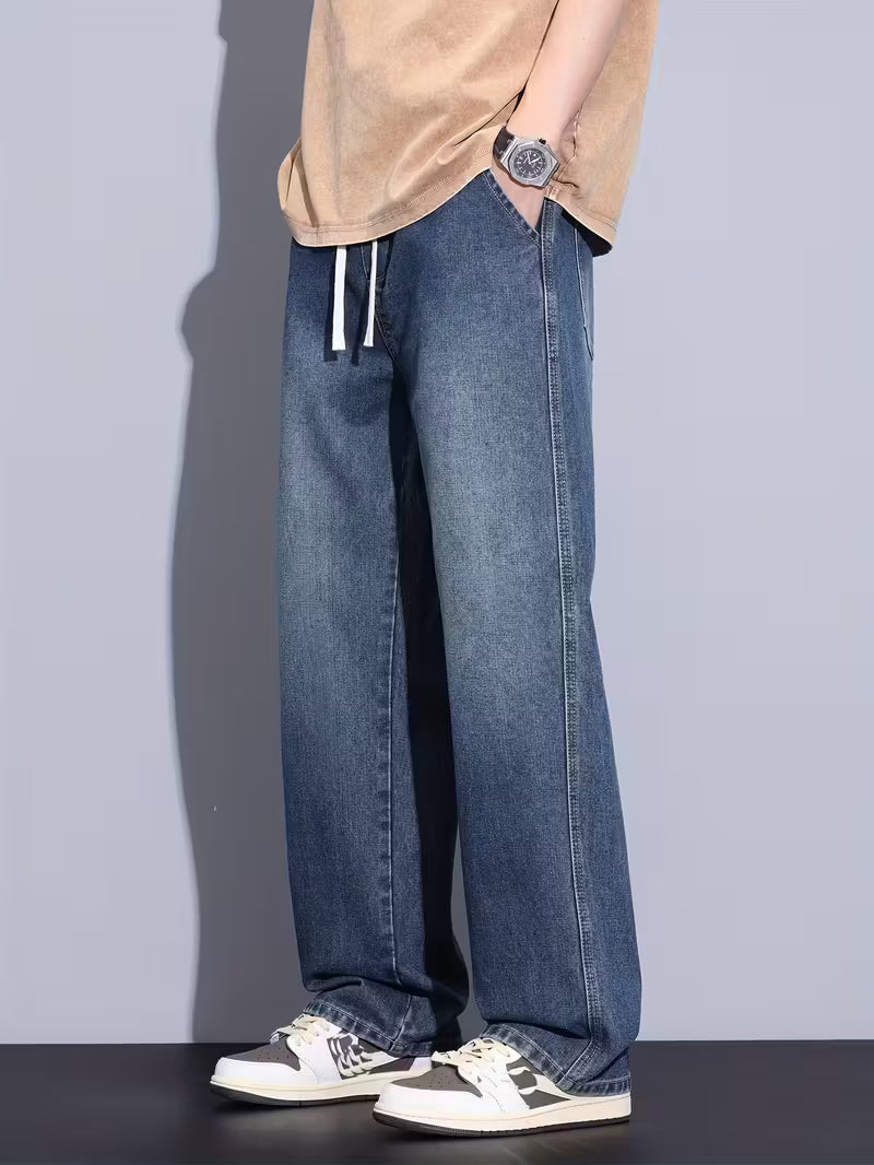 Broek met rechte pijp en losse pasvorm