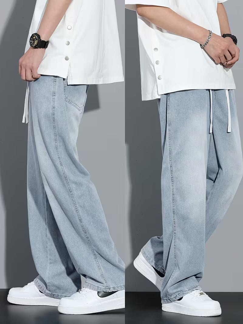 Broek met rechte pijp en losse pasvorm