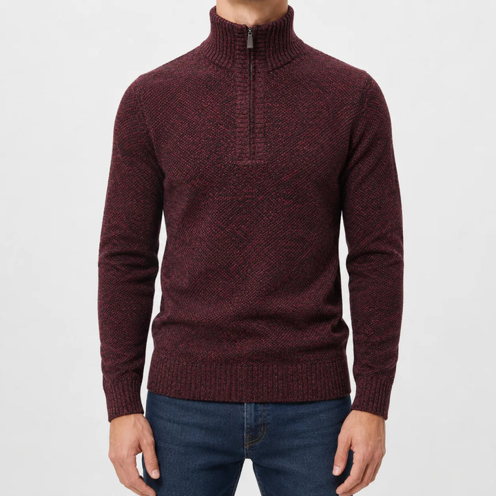Zip-up trui met mock neck