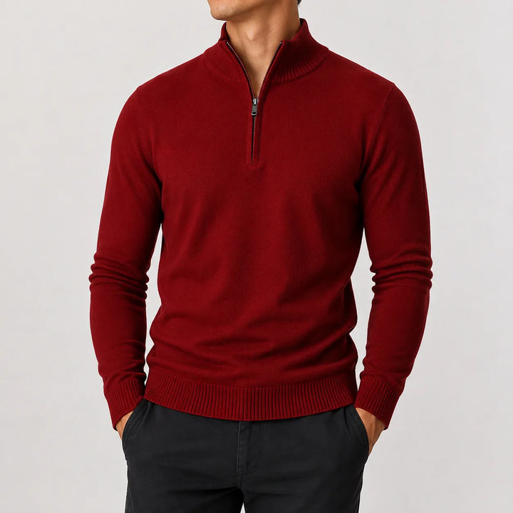 Zip-up trui met mock neckline