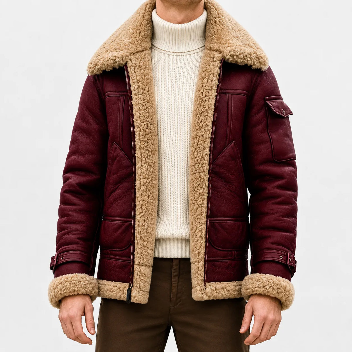 Leren jas met faux fur