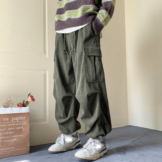 Yusuf | Baggy corduroy cargo broek voor heren