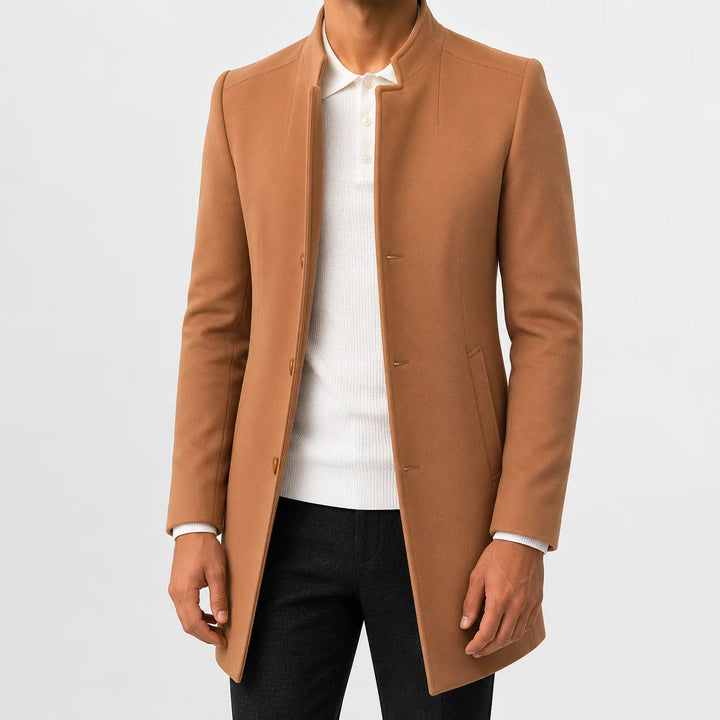 Slim fit trenchcoat met mandarin kraag