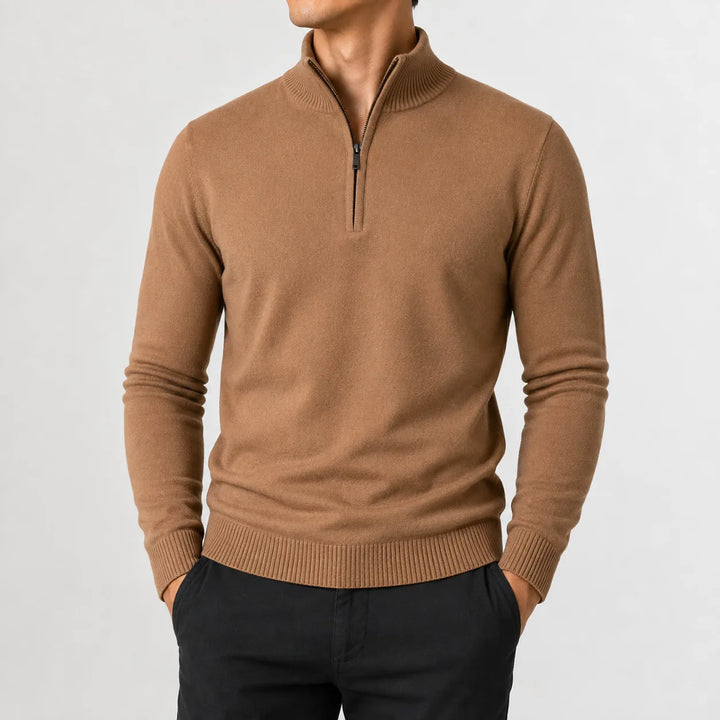Zip-up trui met mock neckline