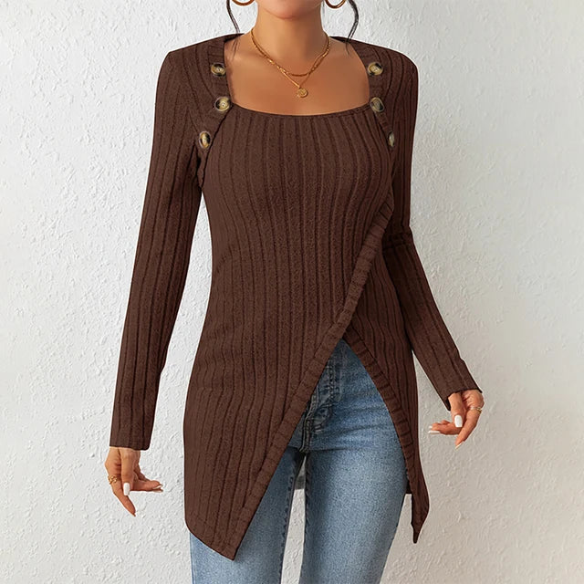 Claudia - Asymmetrische geribbelde cardigan