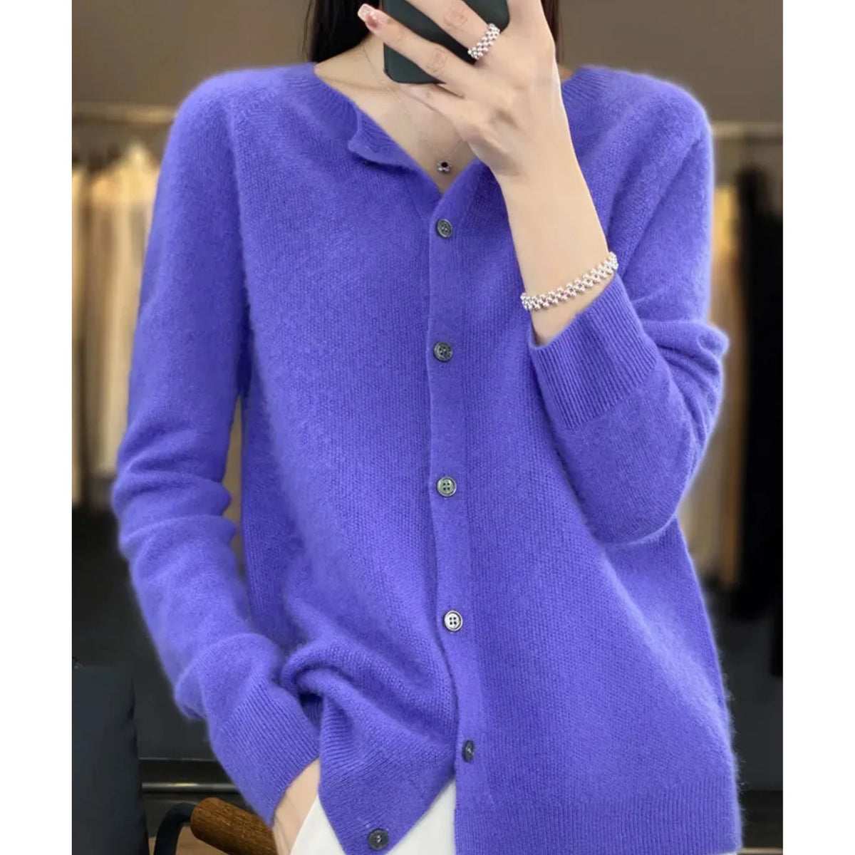 Cardigan met knoopsluiting en lange mouwen