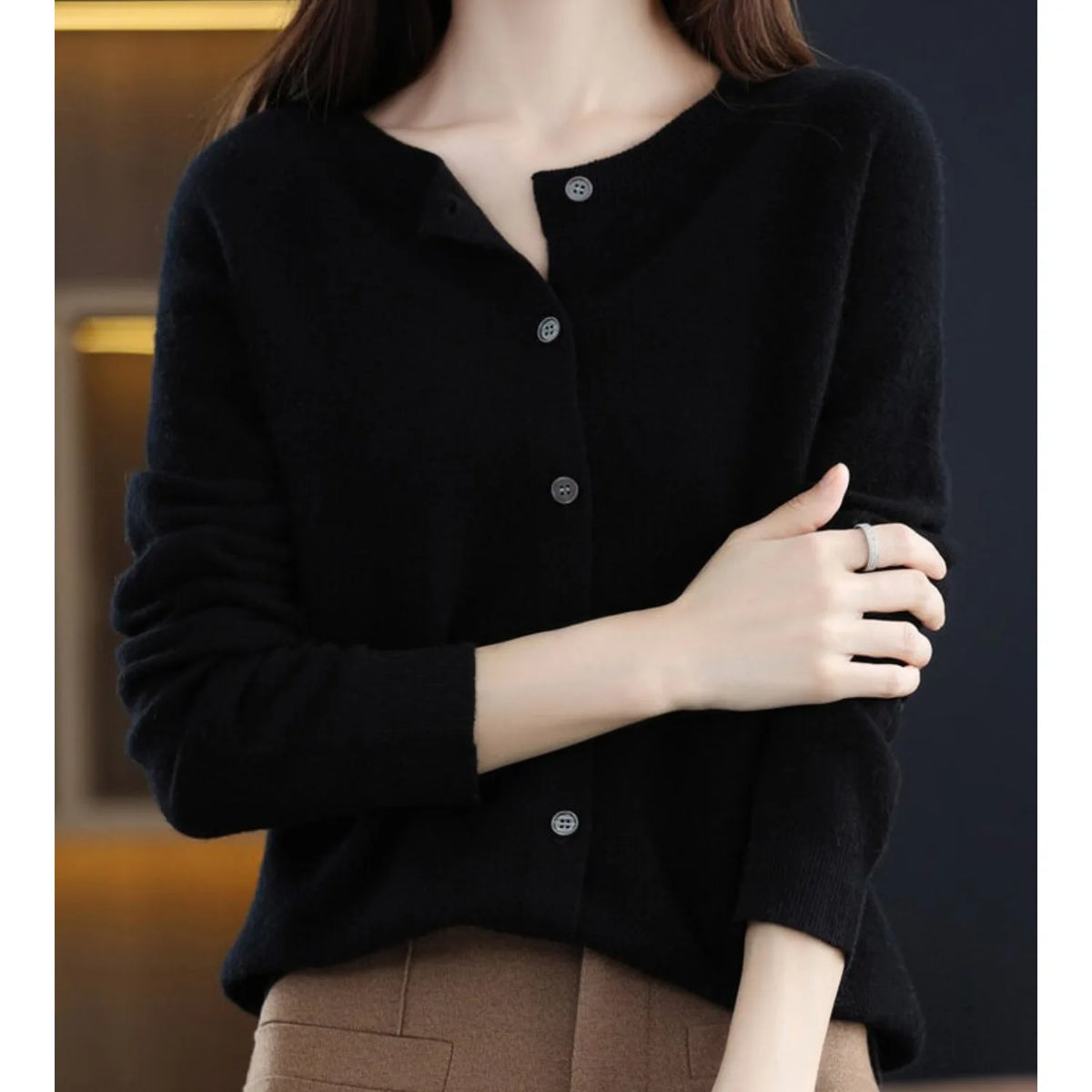 Cardigan met knoopsluiting en lange mouwen