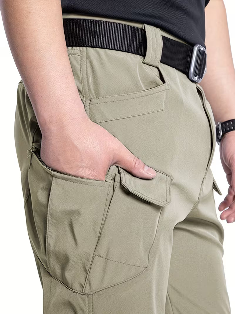 Cargo broek met rekbaar materiaal en meerdere zakken