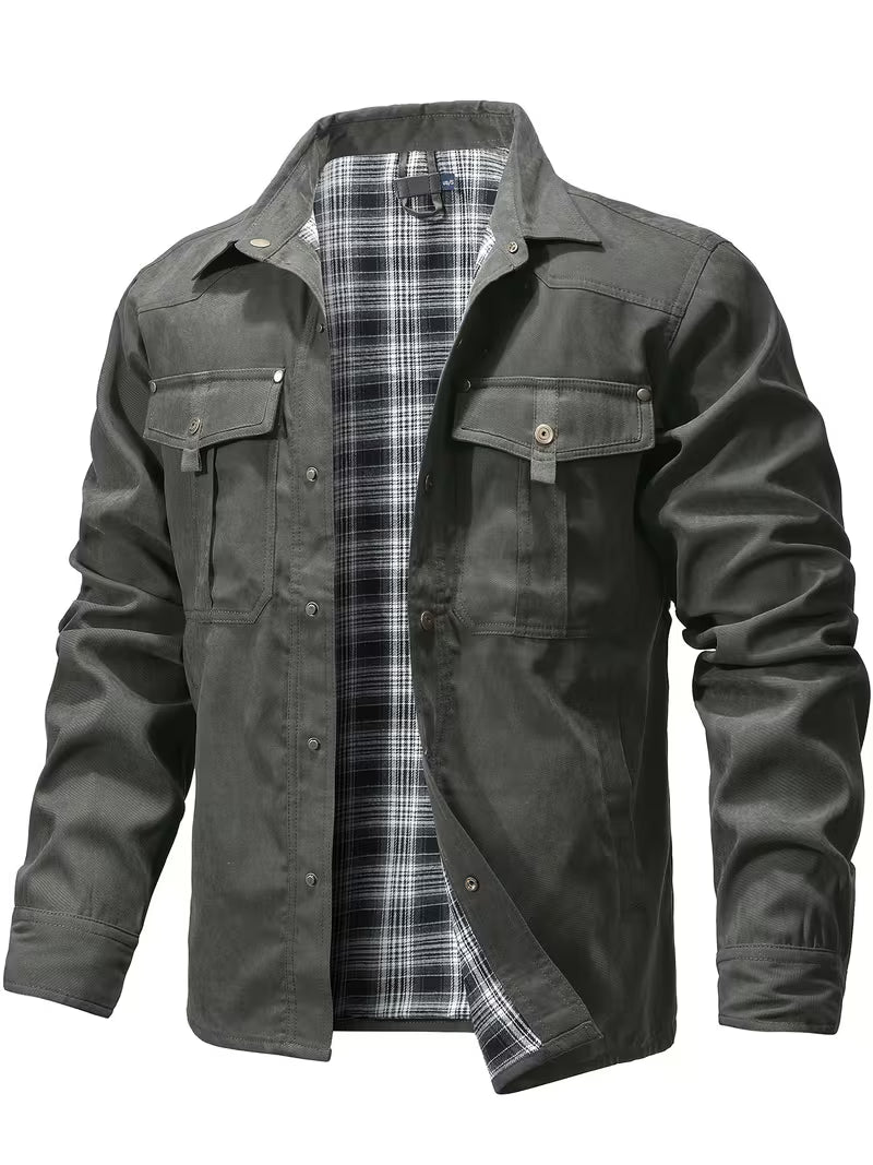 Cargo jas met reverskraag en knoopsluiting