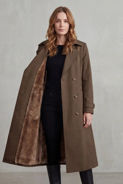 Double-breasted winter coat met faux fur
