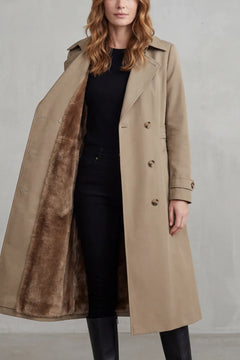 Double-breasted winter coat met faux fur