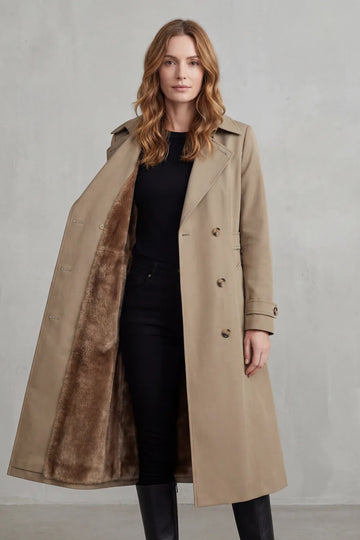 Double-breasted winter coat met faux fur