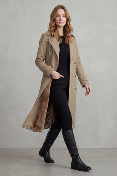 Double-breasted winter coat met faux fur