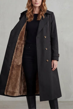Double-breasted winter coat met faux fur