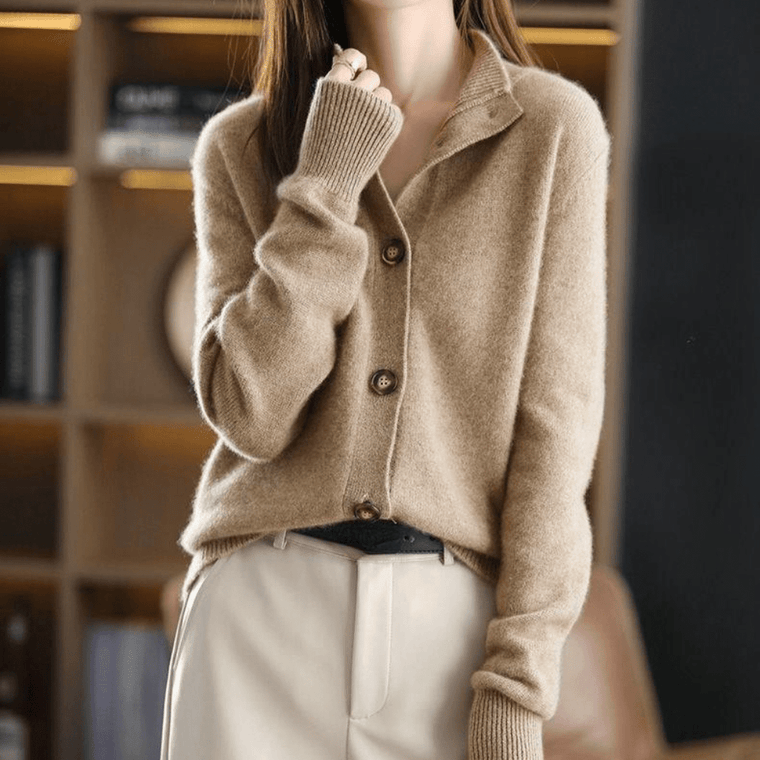 Cashmere cardigan met opstaande kraag