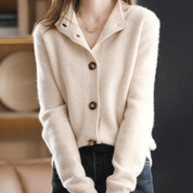 Cashmere cardigan met opstaande kraag