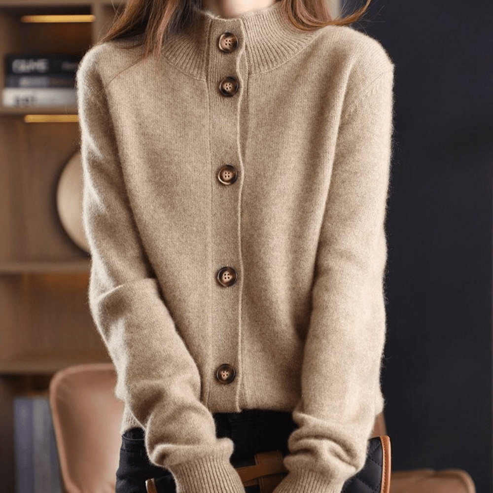 Cashmere cardigan met opstaande kraag
