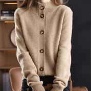 Cashmere cardigan met opstaande kraag