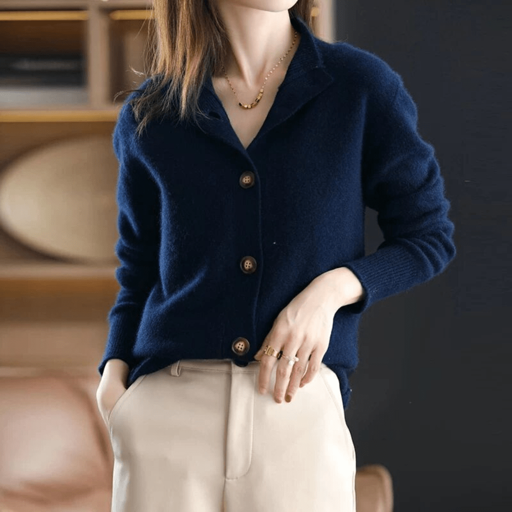 Cashmere cardigan met opstaande kraag