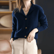 Cashmere cardigan met opstaande kraag