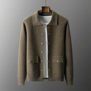 Cashmere jas met opstaande kraag en klepzakken