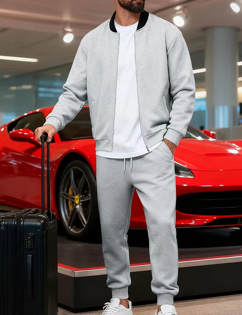 Casual jas heren met rits en ronde hals