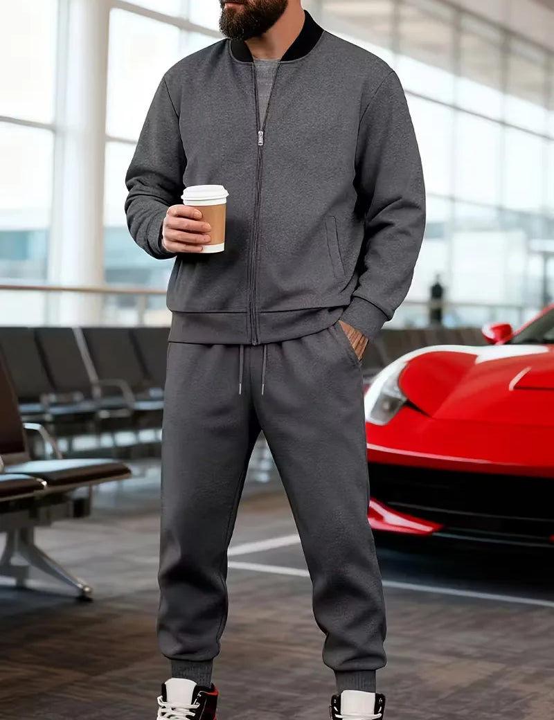 Casual jas heren met rits en ronde hals