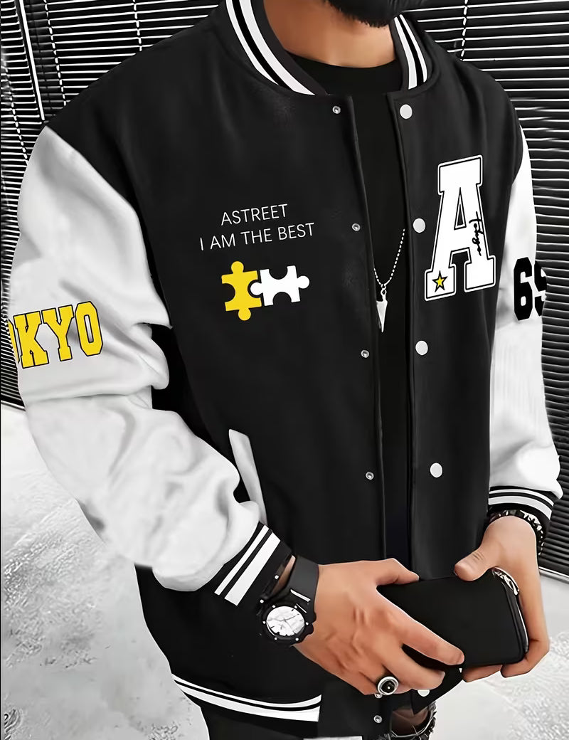 Casual jas met color-block ontwerp en baseball kraag