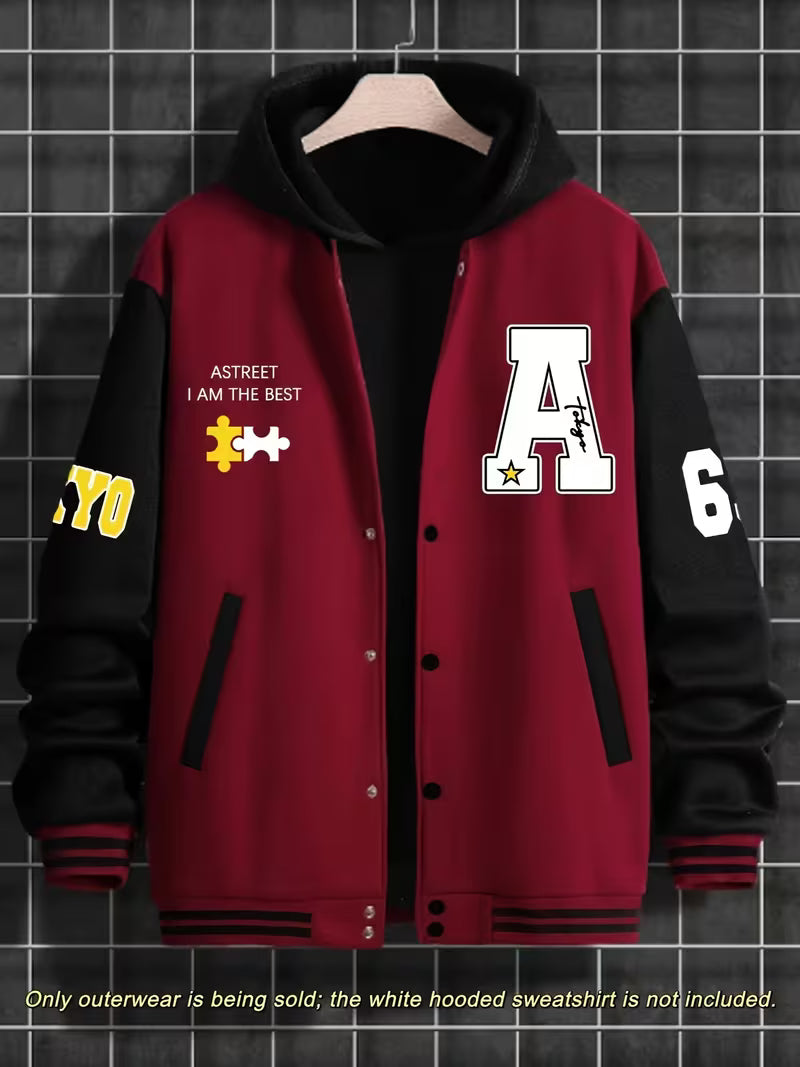 Casual jas met color-block ontwerp en baseball kraag