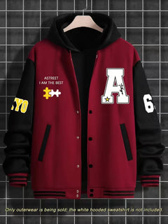 Casual jas met color-block ontwerp en baseball kraag