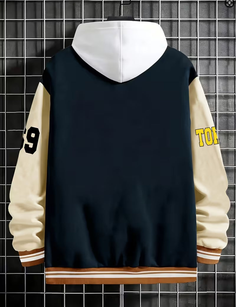 Casual jas met color-block ontwerp en baseball kraag