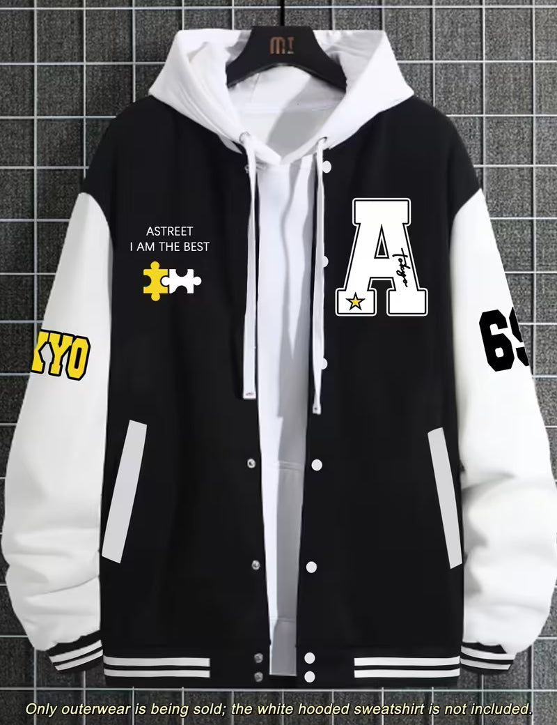 Casual jas met color-block ontwerp en baseball kraag