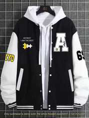 Casual jas met color-block ontwerp en baseball kraag