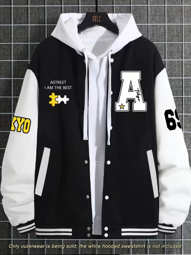 Casual jas met color-block ontwerp en baseball kraag