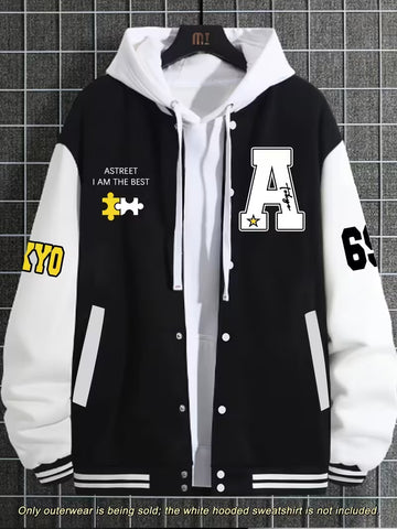 Casual jas met color-block ontwerp en baseball kraag