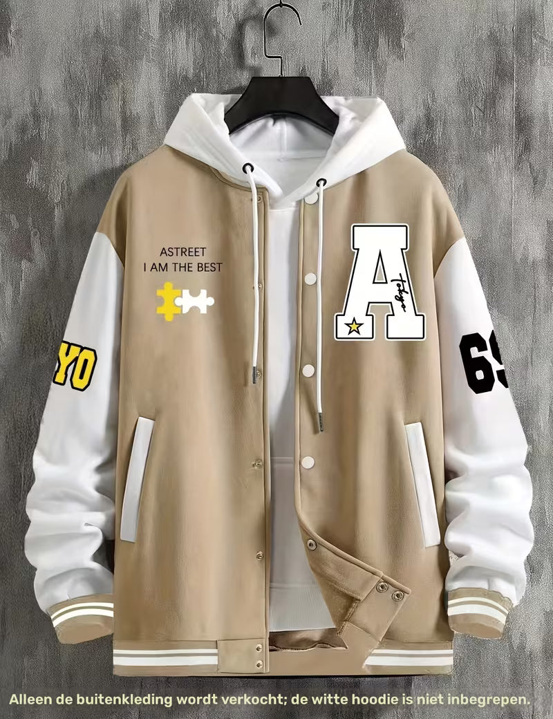 Casual jas met color-block ontwerp en baseball kraag