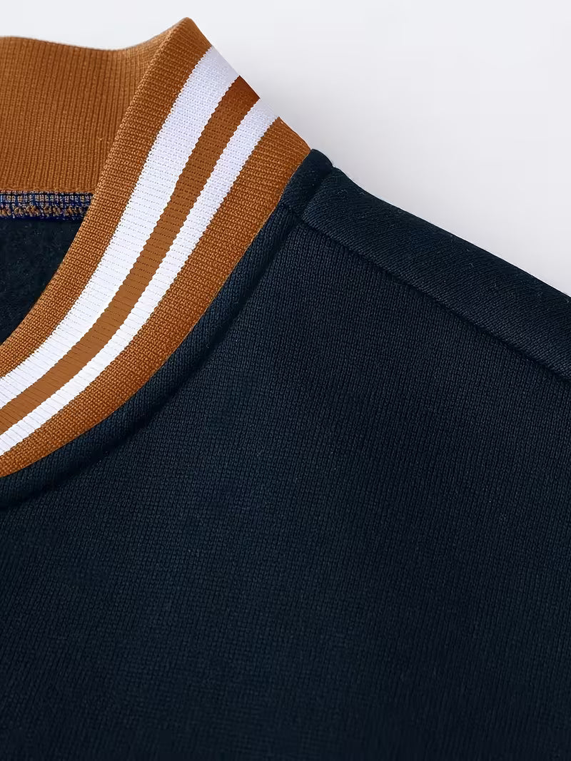 Casual jas met color-block ontwerp en baseball kraag