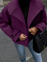 Casual jas met dubbelrijs sluiting en brede kraag