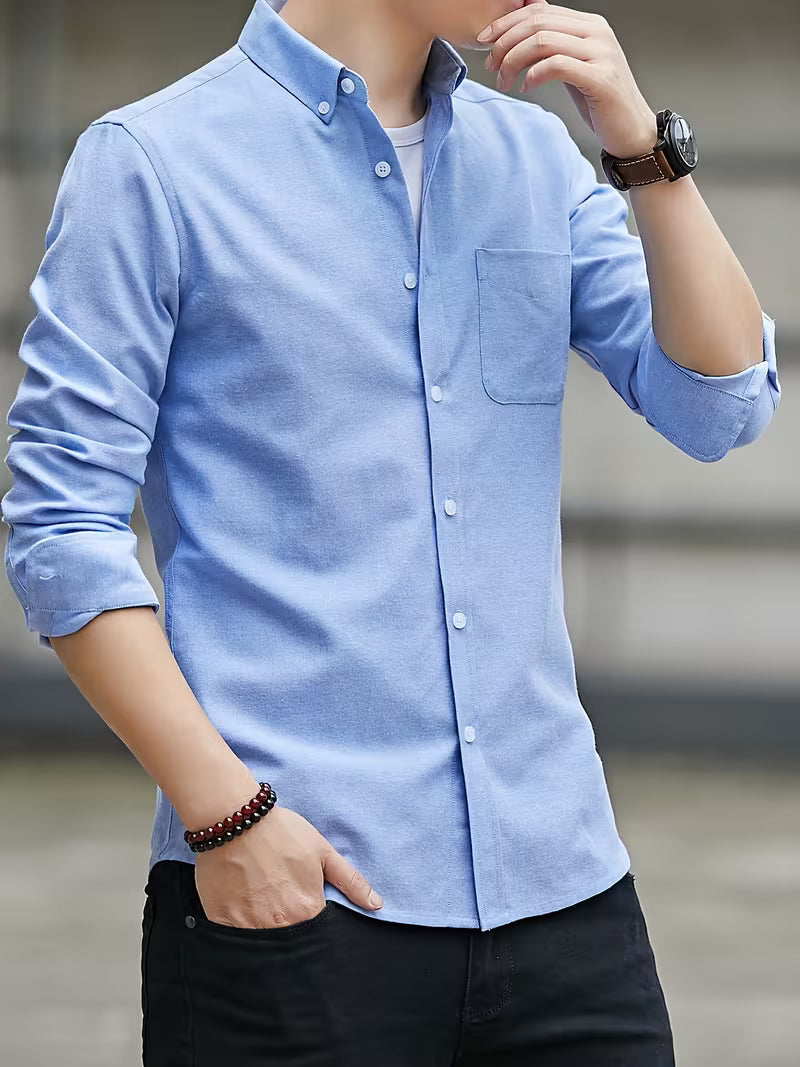 Casual overhemd met lange mouwen en borstzak