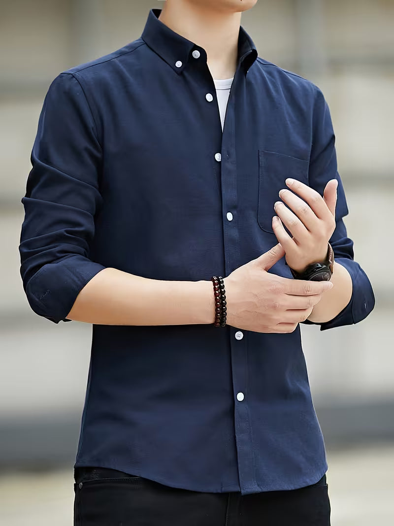 Casual overhemd met lange mouwen en borstzak