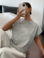 Casual trui met korte mouwen en ronde hals