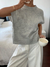 Casual trui met korte mouwen en ronde hals