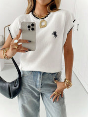 Casual trui met korte mouwen en ronde hals