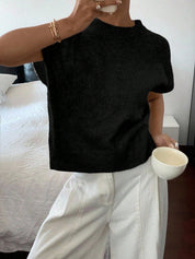 Casual trui met korte mouwen en ronde hals