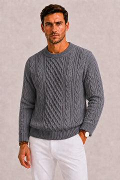 Kabeltrui met crew neckline